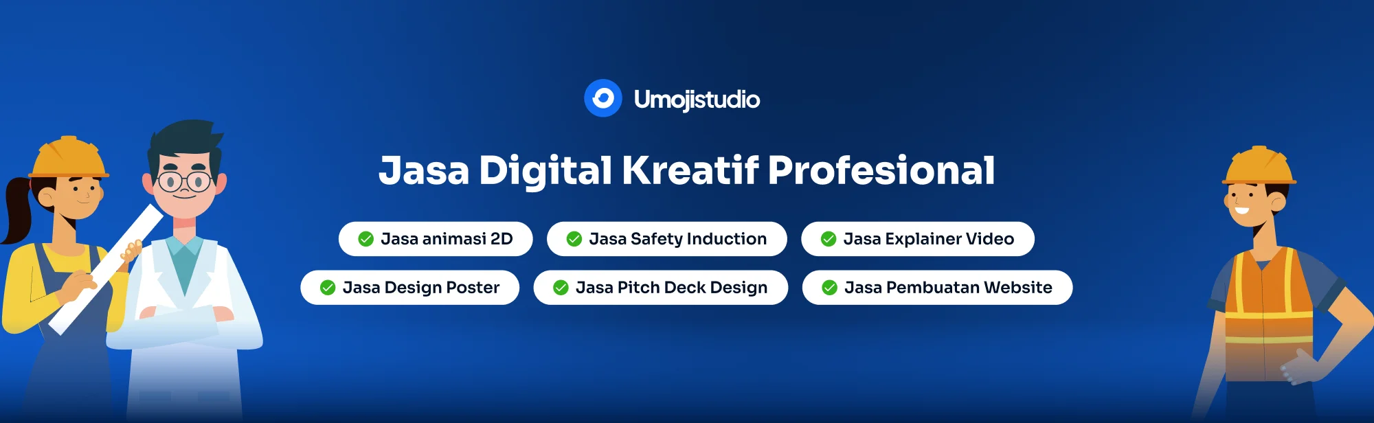 Jasa Digital Kreatif Profesional Umoji Studio — Animasi 2D, Website & Landing Page, SaaS Explainer Video