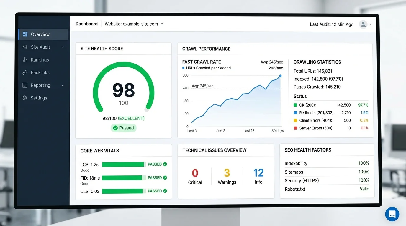 Technical SEO Audit Report Score 98/100 & Core Web Vitals Passed
